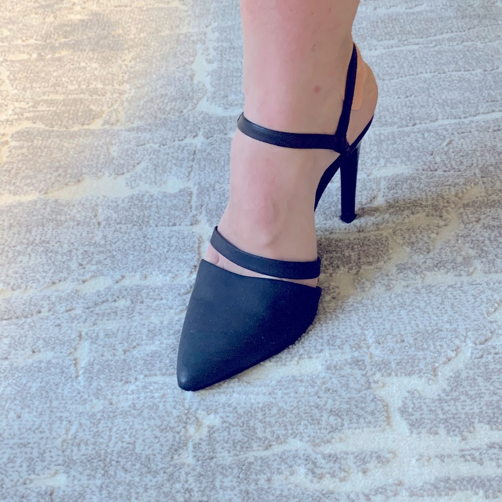 Tibi black strap heels